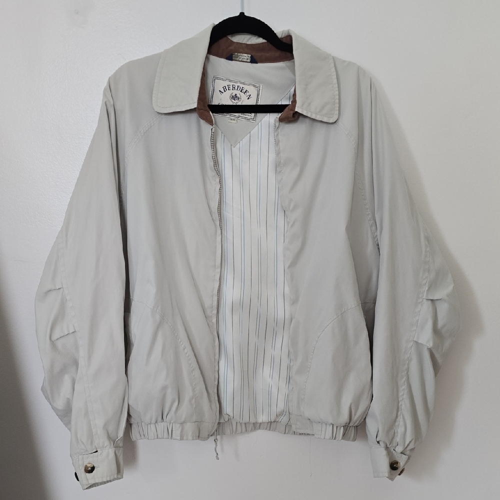 Vtg Aberdeen Men's Khaki Colored Lightweight Windbreaker Bomber Jacket Size M